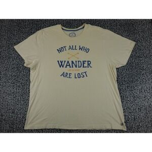 Life is Good T-Shirt Mens XXL Cream Not All Who Wander Are Lost Graphic Tee